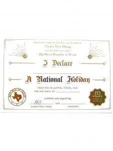 Almost Real Things I Declare A National Holiday Postcard Certificate