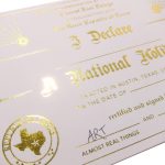 Almost Real Things "I Declare A National Holiday" Certificate Detail